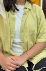 Linen- Cotton Boxy Shirt (Olive Green) - Image 2