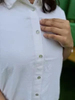 Linen- Cotton Boxy Shirt (White) - Image 4